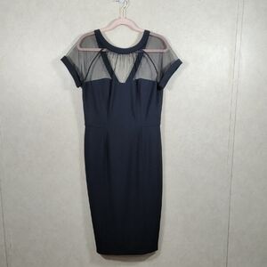 01149 Maggie London black knit dress with sheer yoke 12